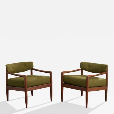 Adrian Pearsall Lounge Chairs with Walnut Fabric USA 1950s