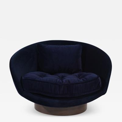 Adrian Pearsall Low Profile Lounge Chair in Navy Alpaca Velvet by Adrian Pearsall C 1950s