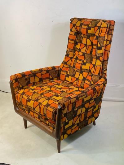 Adrian Pearsall MID CENTURY ADRIAN PEARSALL LOUNGE CHAIR AND OTTOMAN WITH ORIGINAL MOD FABRIC
