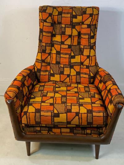Adrian Pearsall MID CENTURY ADRIAN PEARSALL LOUNGE CHAIR AND OTTOMAN WITH ORIGINAL MOD FABRIC