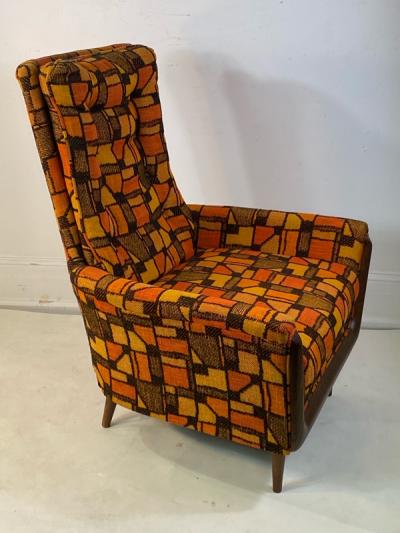 Adrian Pearsall MID CENTURY ADRIAN PEARSALL LOUNGE CHAIR AND OTTOMAN WITH ORIGINAL MOD FABRIC