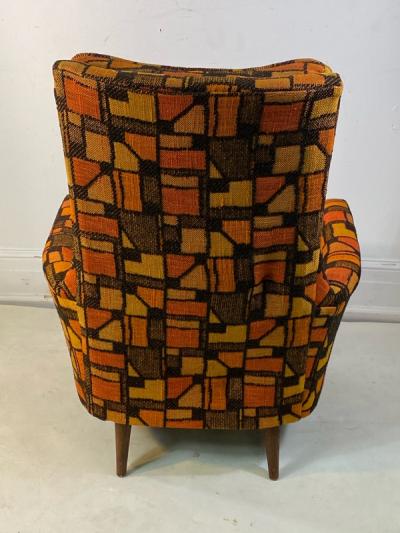 Adrian Pearsall MID CENTURY ADRIAN PEARSALL LOUNGE CHAIR AND OTTOMAN WITH ORIGINAL MOD FABRIC