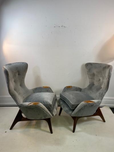 Adrian Pearsall MODERNIST PAIR OF ADRIAN PEARSALL WING CHAIRS