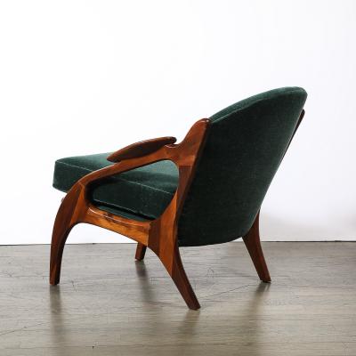 Adrian Pearsall Mid Century 2249 C Lounge Chair in Walnut Viridian Velvet by Adrian Pearsall
