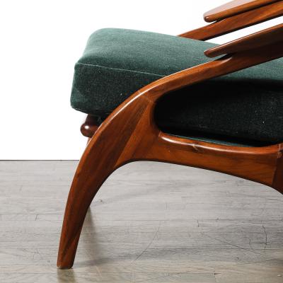 Adrian Pearsall Mid Century 2249 C Lounge Chair in Walnut Viridian Velvet by Adrian Pearsall
