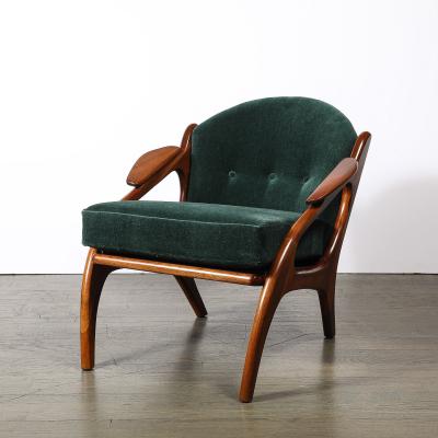 Adrian Pearsall Mid Century 2249 C Lounge Chair in Walnut Viridian Velvet by Adrian Pearsall