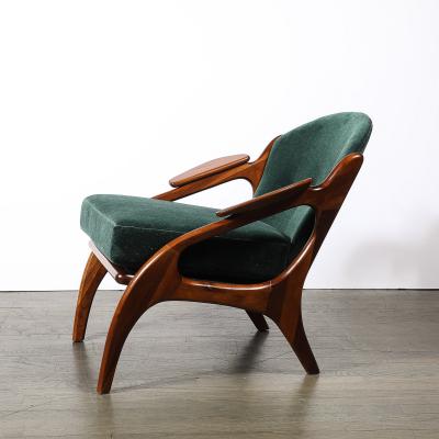 Adrian Pearsall Mid Century 2249 C Lounge Chair in Walnut Viridian Velvet by Adrian Pearsall