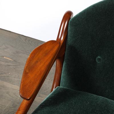 Adrian Pearsall Mid Century 2249 C Lounge Chair in Walnut Viridian Velvet by Adrian Pearsall