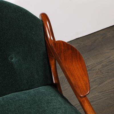 Adrian Pearsall Mid Century 2249 C Lounge Chair in Walnut Viridian Velvet by Adrian Pearsall