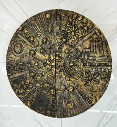 Adrian Pearsall Monumental Adrian Pearsall Brutalist Wall Mounted Disc Dry Bar 1970s