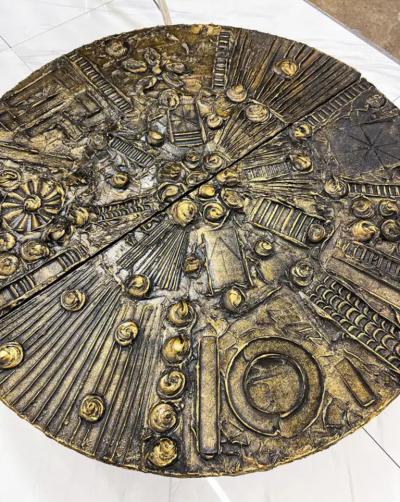 Adrian Pearsall Monumental Adrian Pearsall Brutalist Wall Mounted Disc Dry Bar 1970s