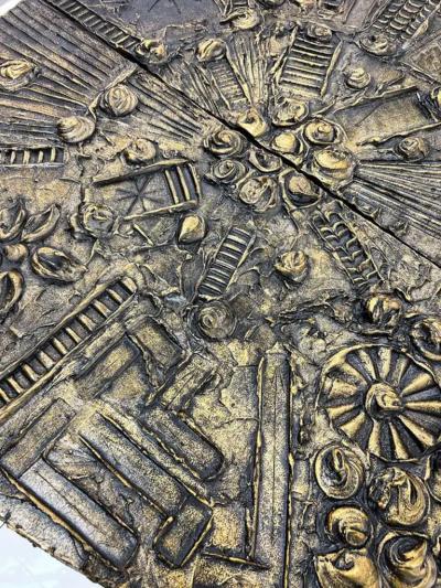 Adrian Pearsall Monumental Adrian Pearsall Brutalist Wall Mounted Disc Dry Bar 1970s