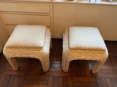 Adrian Pearsall PAIR OF SPLIT REED WATERFALL DESIGN STOOLS BY ADRIAN PEARSALL