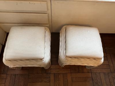 Adrian Pearsall PAIR OF SPLIT REED WATERFALL DESIGN STOOLS BY ADRIAN PEARSALL