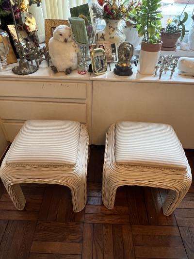 Adrian Pearsall PAIR OF SPLIT REED WATERFALL DESIGN STOOLS BY ADRIAN PEARSALL
