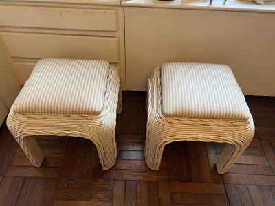 Adrian Pearsall PAIR OF SPLIT REED WATERFALL DESIGN STOOLS BY ADRIAN PEARSALL
