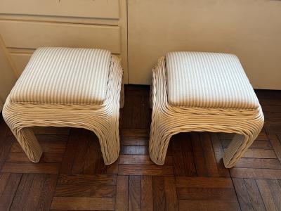 Adrian Pearsall PAIR OF SPLIT REED WATERFALL DESIGN STOOLS BY ADRIAN PEARSALL