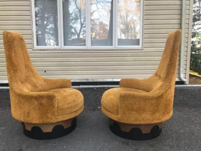 Adrian Pearsall Pair of Adrian Pearsall Tall Back Swivel Lounge Chairs Mid Century Modern