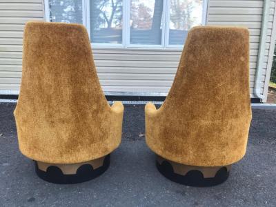Adrian Pearsall Pair of Adrian Pearsall Tall Back Swivel Lounge Chairs Mid Century Modern