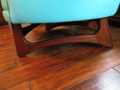 Adrian Pearsall Pair of Adrian Pearsall Tall Back Tufted Sculpted Walnut Base Lounge Chair