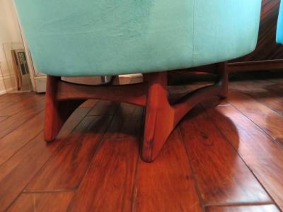 Adrian Pearsall Pair of Adrian Pearsall Tall Back Tufted Sculpted Walnut Base Lounge Chair