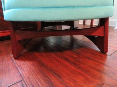 Adrian Pearsall Pair of Adrian Pearsall Tall Back Tufted Sculpted Walnut Base Lounge Chair