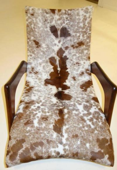 Adrian Pearsall Rare Crescent Lounge Chair and Ottoman by Adrian Pearsall in Cowhide