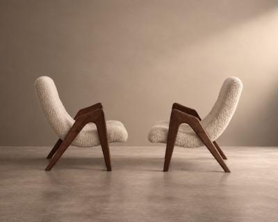 Adrian Pearsall Scoop Lounge Chairs by Adrian Pearsall Model CW 705 C 1950s