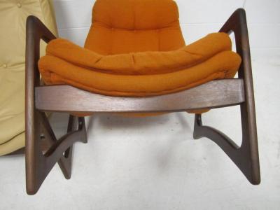 Adrian Pearsall Sculptural Pair of Adrian Pearsall Walnut Lounge Chairs Mid Century Modern