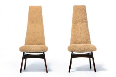 Adrian Pearsall Set of 12 Adrian Pearsall Sculptural High Back Dining Chairs in Latte Boucl 