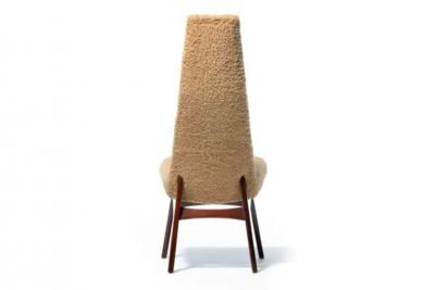 Adrian Pearsall Set of 12 Adrian Pearsall Sculptural High Back Dining Chairs in Latte Boucl 