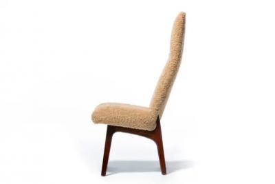 Adrian Pearsall Set of 12 Adrian Pearsall Sculptural High Back Dining Chairs in Latte Boucl 