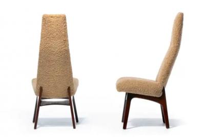 Adrian Pearsall Set of 12 Adrian Pearsall Sculptural High Back Dining Chairs in Latte Boucl 