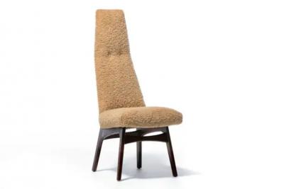 Adrian Pearsall Set of 12 Adrian Pearsall Sculptural High Back Dining Chairs in Latte Boucl 