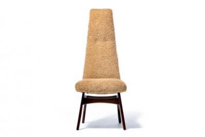 Adrian Pearsall Set of 12 Adrian Pearsall Sculptural High Back Dining Chairs in Latte Boucl 