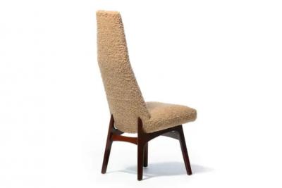 Adrian Pearsall Set of 12 Adrian Pearsall Sculptural High Back Dining Chairs in Latte Boucl 
