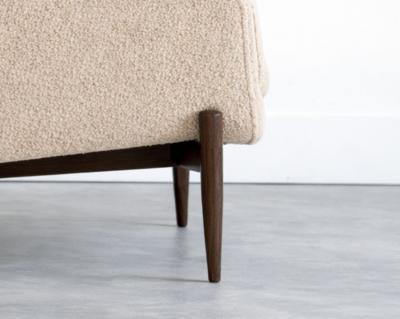 Adrian Pearsall Set of MCM Sculptural Walnut Tripod Lounge Chairs in Boucl C 1950s