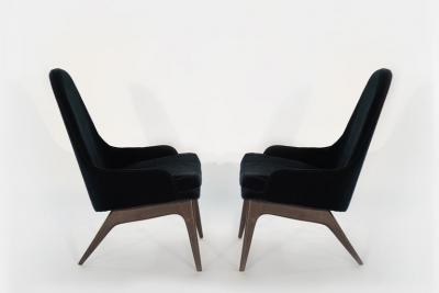 Adrian Pearsall Set of Slipper Chairs by Adrian Pearsall in Navy Mohair 1950s