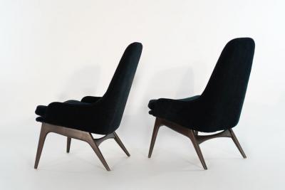 Adrian Pearsall Set of Slipper Chairs by Adrian Pearsall in Navy Mohair 1950s