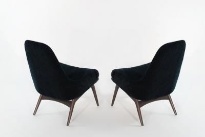 Adrian Pearsall Set of Slipper Chairs by Adrian Pearsall in Navy Mohair 1950s