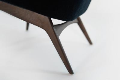 Adrian Pearsall Set of Slipper Chairs by Adrian Pearsall in Navy Mohair 1950s