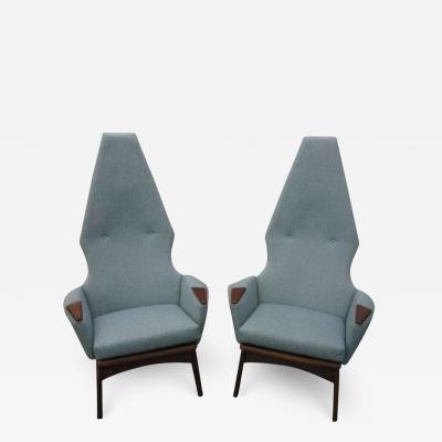 Adrian Pearsall Spectacular Pair of Adrian Pearsall High Back Chairs Mid Century Danish Modern