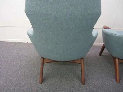 Adrian Pearsall Spectacular Pair of Adrian Pearsall High Back Chairs Mid Century Danish Modern