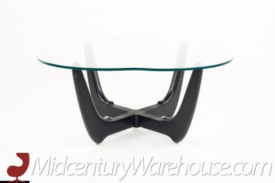 Adrian Pearsall Style Mid Century Glass and Ebonized Base Coffee Table