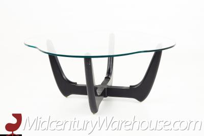 Adrian Pearsall Style Mid Century Glass and Ebonized Base Coffee Table