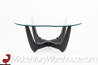 Adrian Pearsall Style Mid Century Glass and Ebonized Base Coffee Table