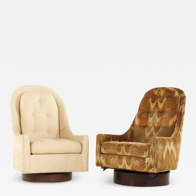 Adrian Pearsall Style Mid Century Walnut Swivel Lounge Chair Pair