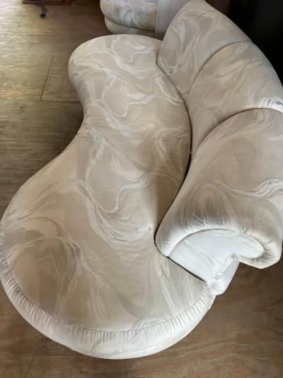 Adrian Pearsall Stylish Pair Adrian Pearsall Kidney Shaped Curved Sofa Mid Century Modern