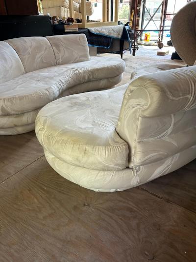 Adrian Pearsall Stylish Pair Adrian Pearsall Kidney Shaped Curved Sofa Mid Century Modern