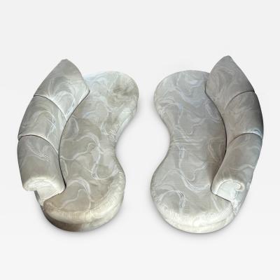 Adrian Pearsall Stylish Pair Adrian Pearsall Kidney Shaped Curved Sofa Mid Century Modern